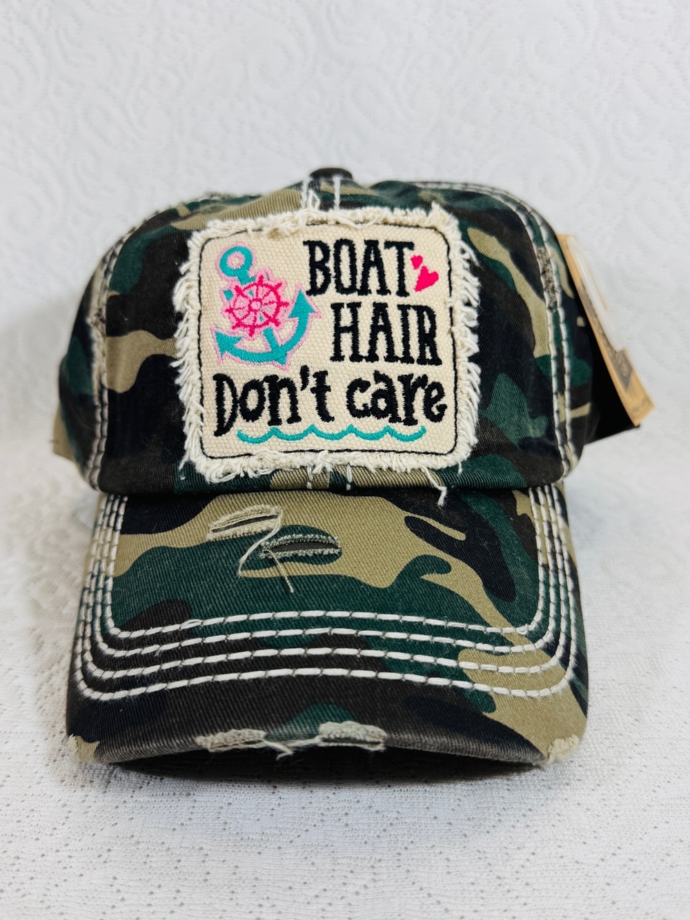 Boat Hair Don't Care Camo Patch Cap - Green Camouflage